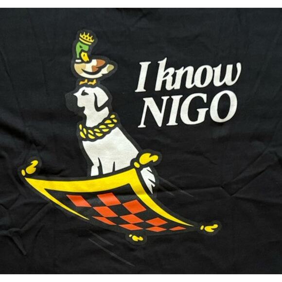 BAPE Founder Nigo x Human Made "I Know Nigo" Magic Carpet Tee Black Medium - Picture 2 of 5